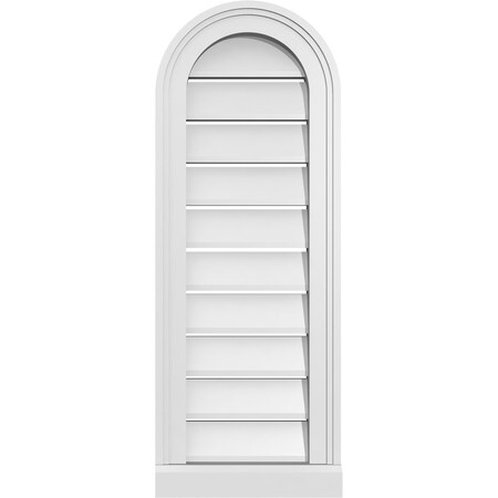Ekena Millwork Round Top Surface Mount PVC Gable Vent: Functional, w/ 2"W x 2"P Brickmould Sill Frame, 12"W x 32"H GVPRT12X3203SF